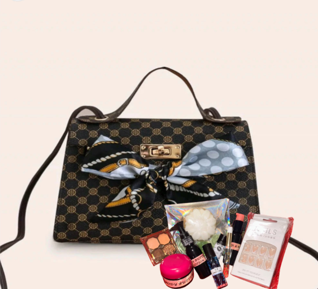 Coffee Bow Beauty Bag